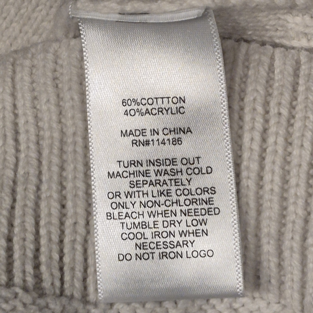 Frye & Co Cable Knit Sweater Vest Medium Ivory Cotton Blend Sleeveless Knit Top - Picture 8 of 9
